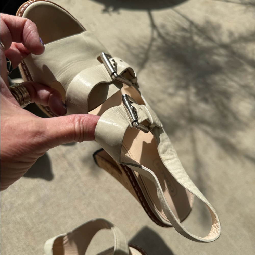 Coach Cream Sandals with Slingback Strap